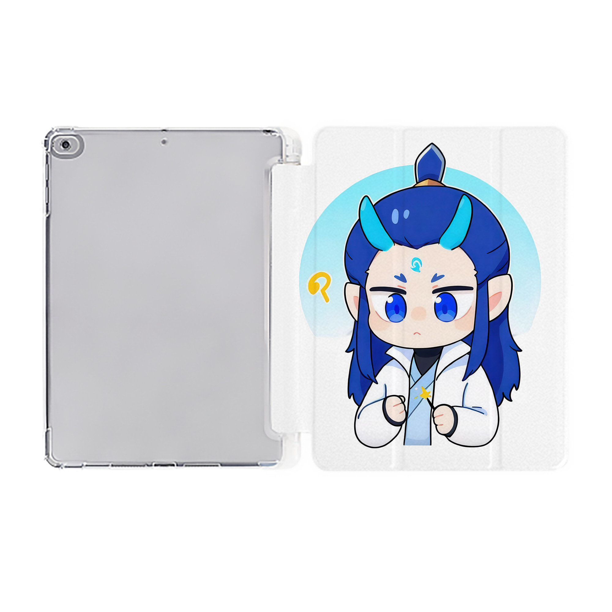 （画像用） Ne Zha 2 ナタ 魔童の大暴れ IPad ケース ペン収納付き 三つ折りスタンド PUレザー×シリコン 対応機種9.5/10.5/10.9インチ